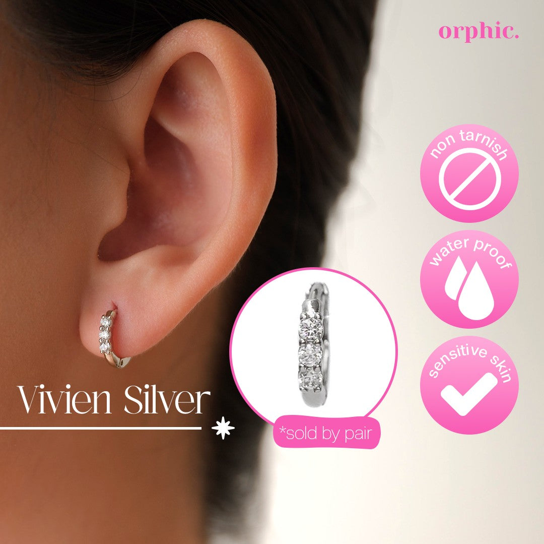 Hugger Hoop Earrings Silver (White Gold Plated)