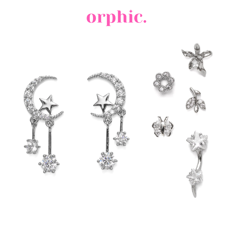 [2/2] Stud Earrings Silver (White Gold Plated)