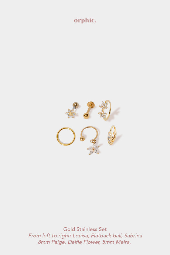 Delfie Flower Gold Stainless Set