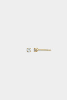  Soleil 18k Gold Stud Earring in Crystal Clear (3mm)