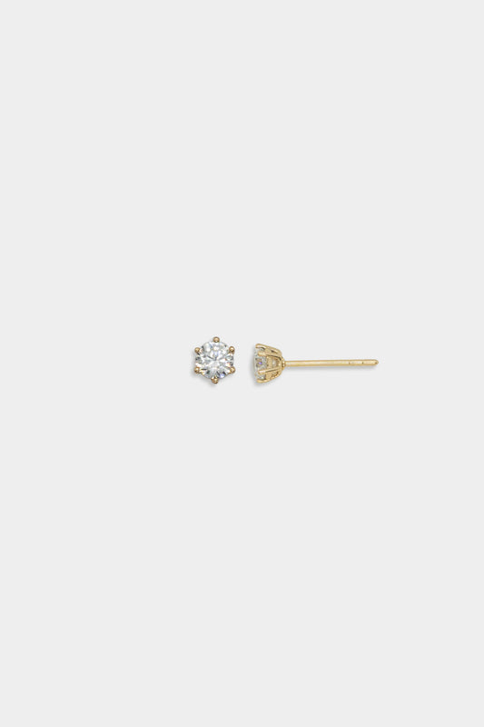 Lizzy 18k Gold Stud Earring in Crystal Clear (4mm)
