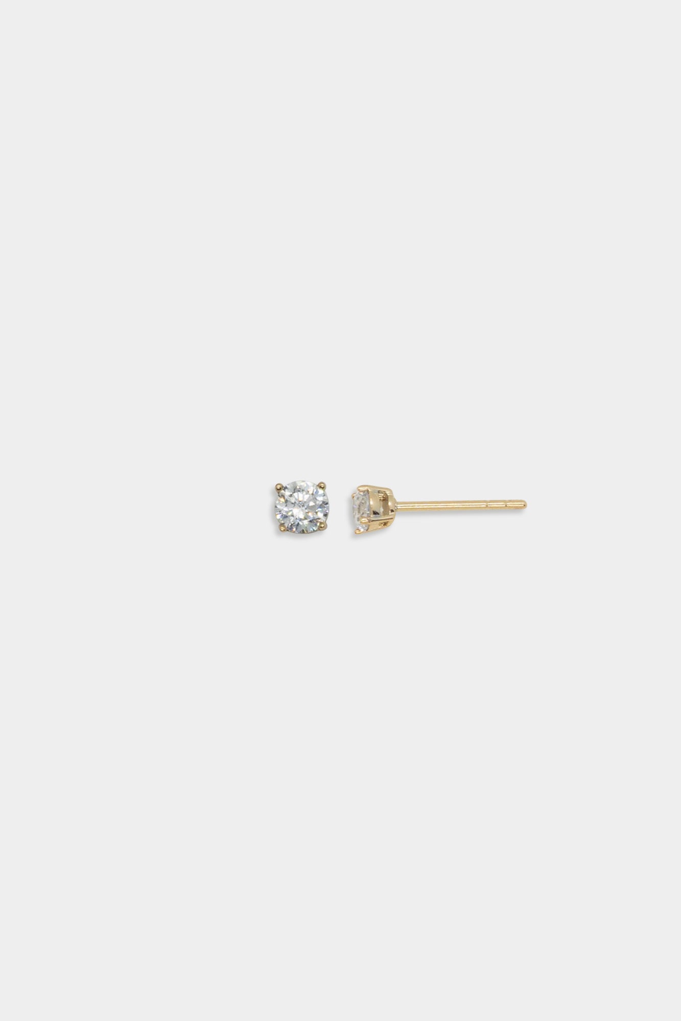 Soleil 18k Gold Stud Earring in Crystal Clear (4mm)