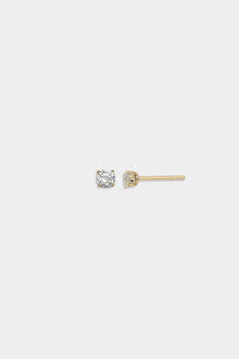  Soleil 18k Gold Stud Earring in Crystal Clear (4mm)