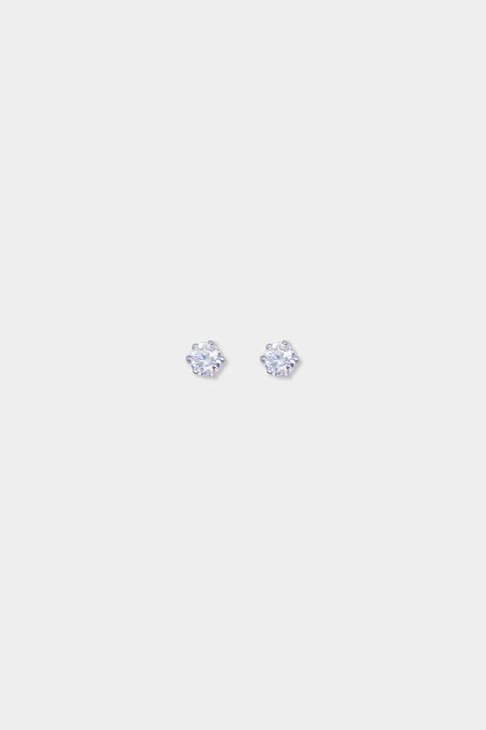 Lizzy Silver Stud Earring in Crystal Clear