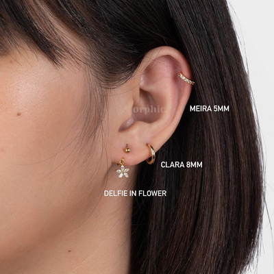 Delfie Gold Silver (Flower) Earring - 1 piece / Silver