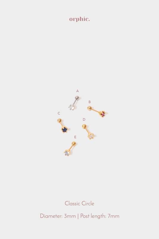 Gold Stainless Screwback Earring (Colorful Edition)